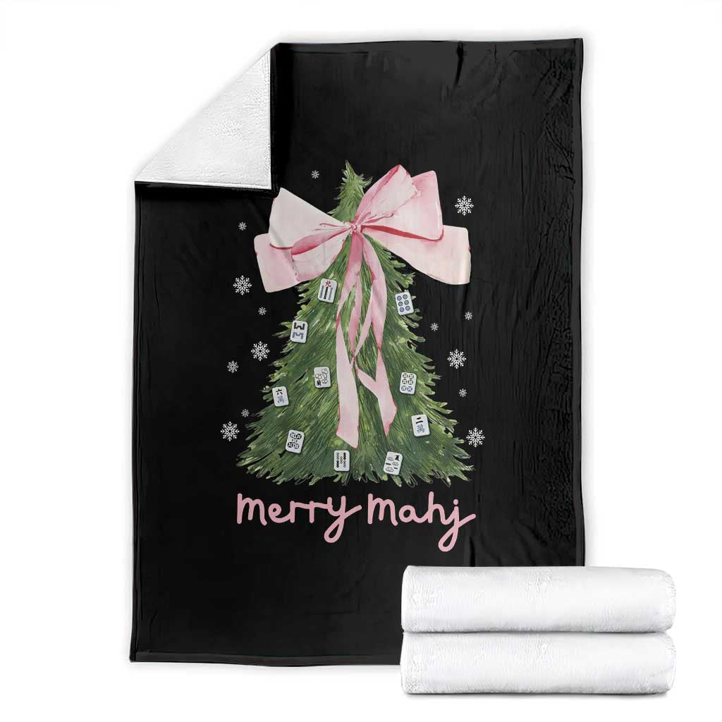 Funny Christmas Mahjong Throw Blanket Merry Mahj Xmas Tree Gambling Chinese Game - Wonder Print Shop