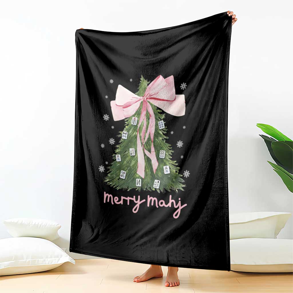 Funny Christmas Mahjong Throw Blanket Merry Mahj Xmas Tree Gambling Chinese Game - Wonder Print Shop