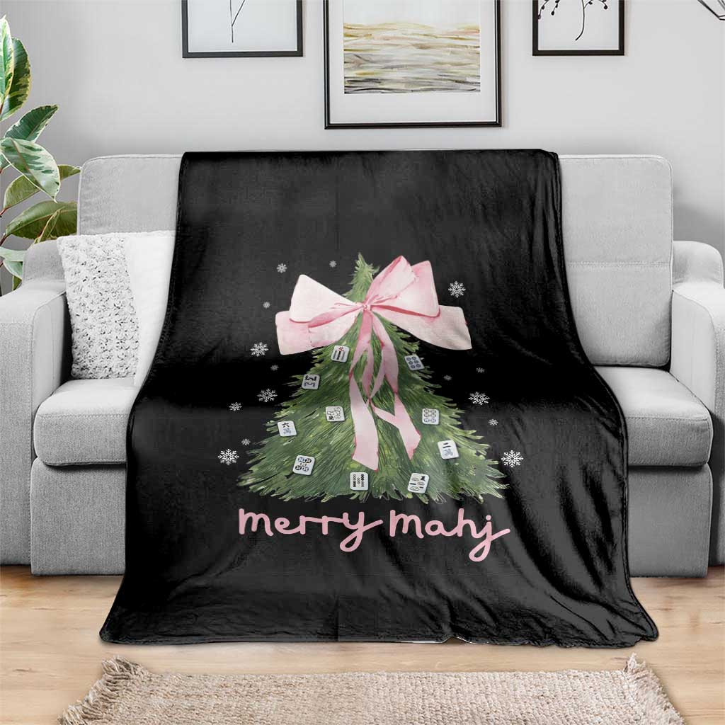 Funny Christmas Mahjong Throw Blanket Merry Mahj Xmas Tree Gambling Chinese Game - Wonder Print Shop