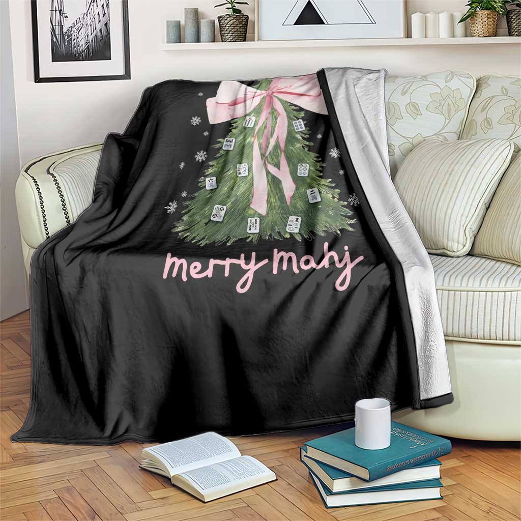 Funny Christmas Mahjong Throw Blanket Merry Mahj Xmas Tree Gambling Chinese Game - Wonder Print Shop