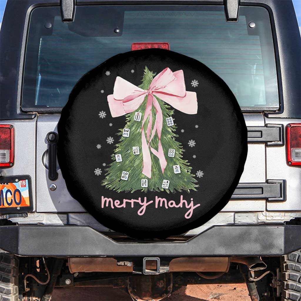 Funny Christmas Mahjong Spare Tire Cover Merry Mahj Xmas Tree Gambling Chinese Game - Wonder Print Shop