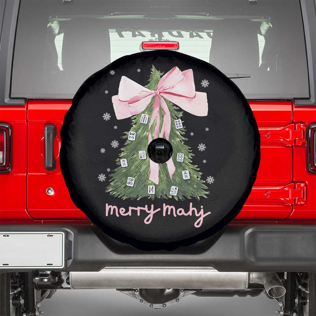 Funny Christmas Mahjong Spare Tire Cover Merry Mahj Xmas Tree Gambling Chinese Game - Wonder Print Shop