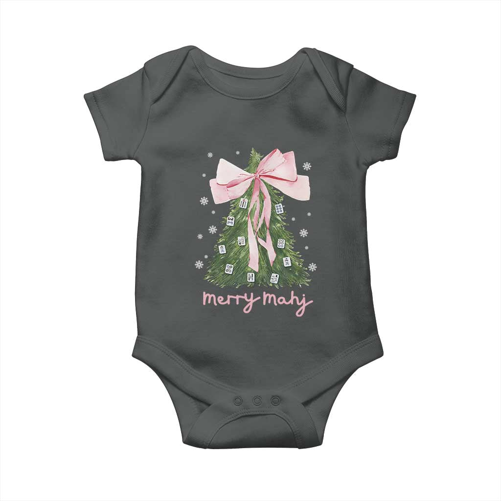 Funny Christmas Mahjong Baby Onesie Merry Mahj Xmas Tree Gambling Chinese Game - Wonder Print Shop