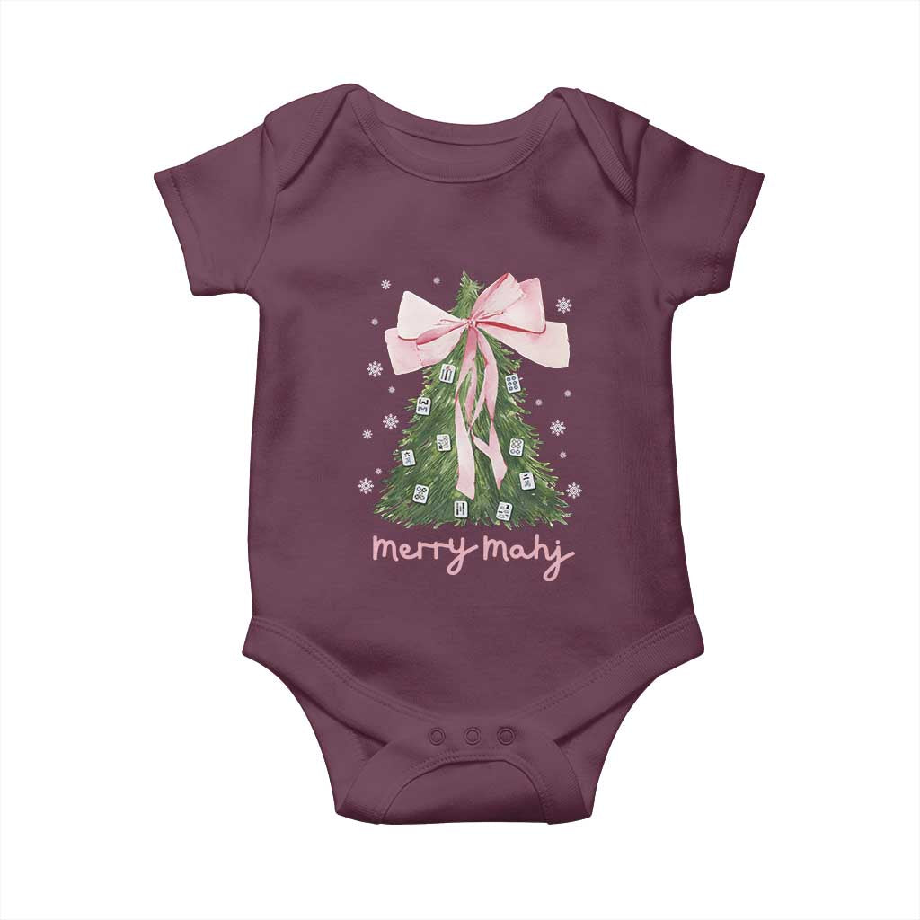 Funny Christmas Mahjong Baby Onesie Merry Mahj Xmas Tree Gambling Chinese Game - Wonder Print Shop