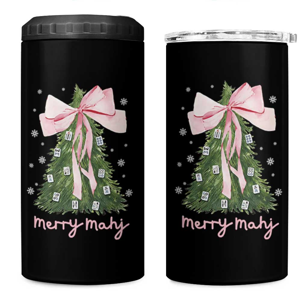 Funny Christmas Mahjong 4 in 1 Can Cooler Tumbler Merry Mahj Xmas Tree Gambling Chinese Game - Wonder Print Shop