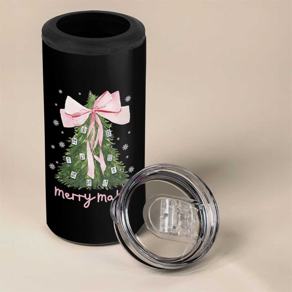 Funny Christmas Mahjong 4 in 1 Can Cooler Tumbler Merry Mahj Xmas Tree Gambling Chinese Game - Wonder Print Shop