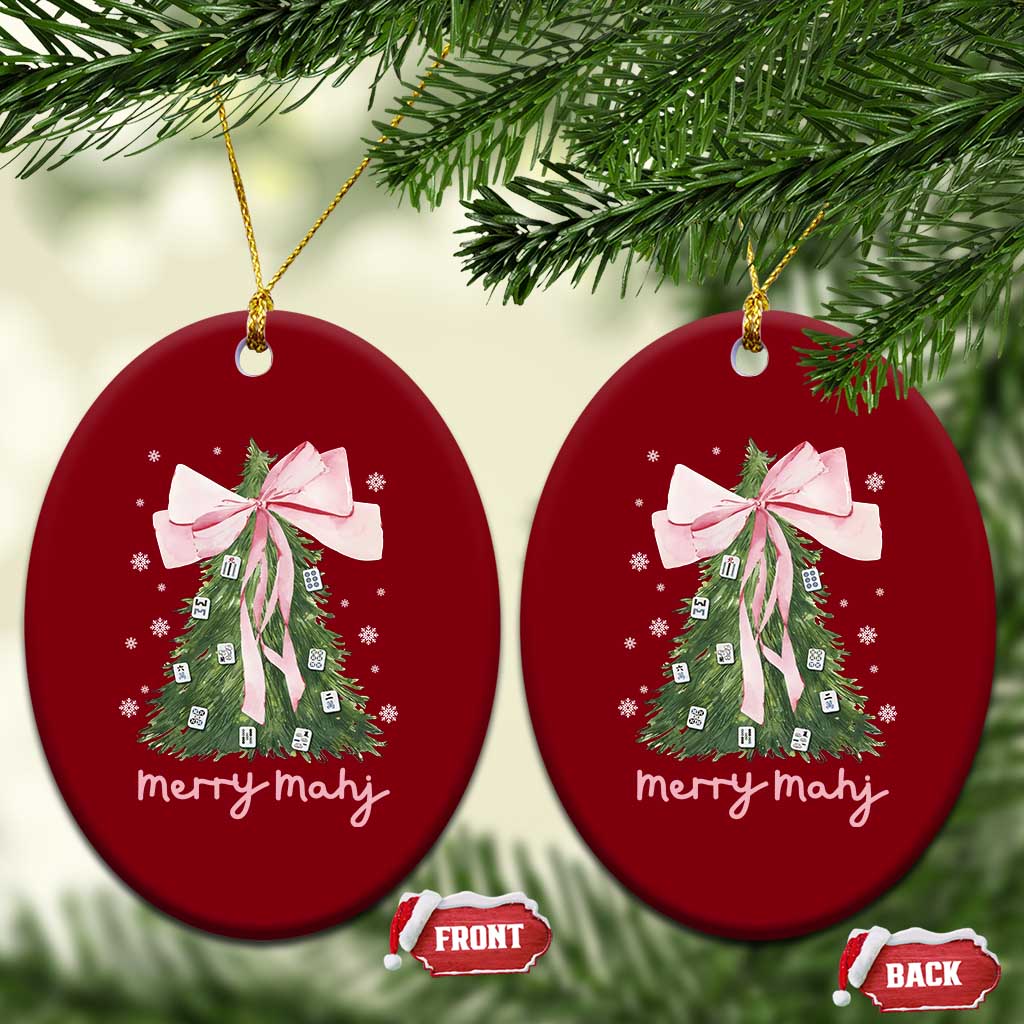 Funny Christmas Mahjong Ceramic Ornament Merry Mahj Xmas Tree Gambling Chinese Game - Wonder Print Shop