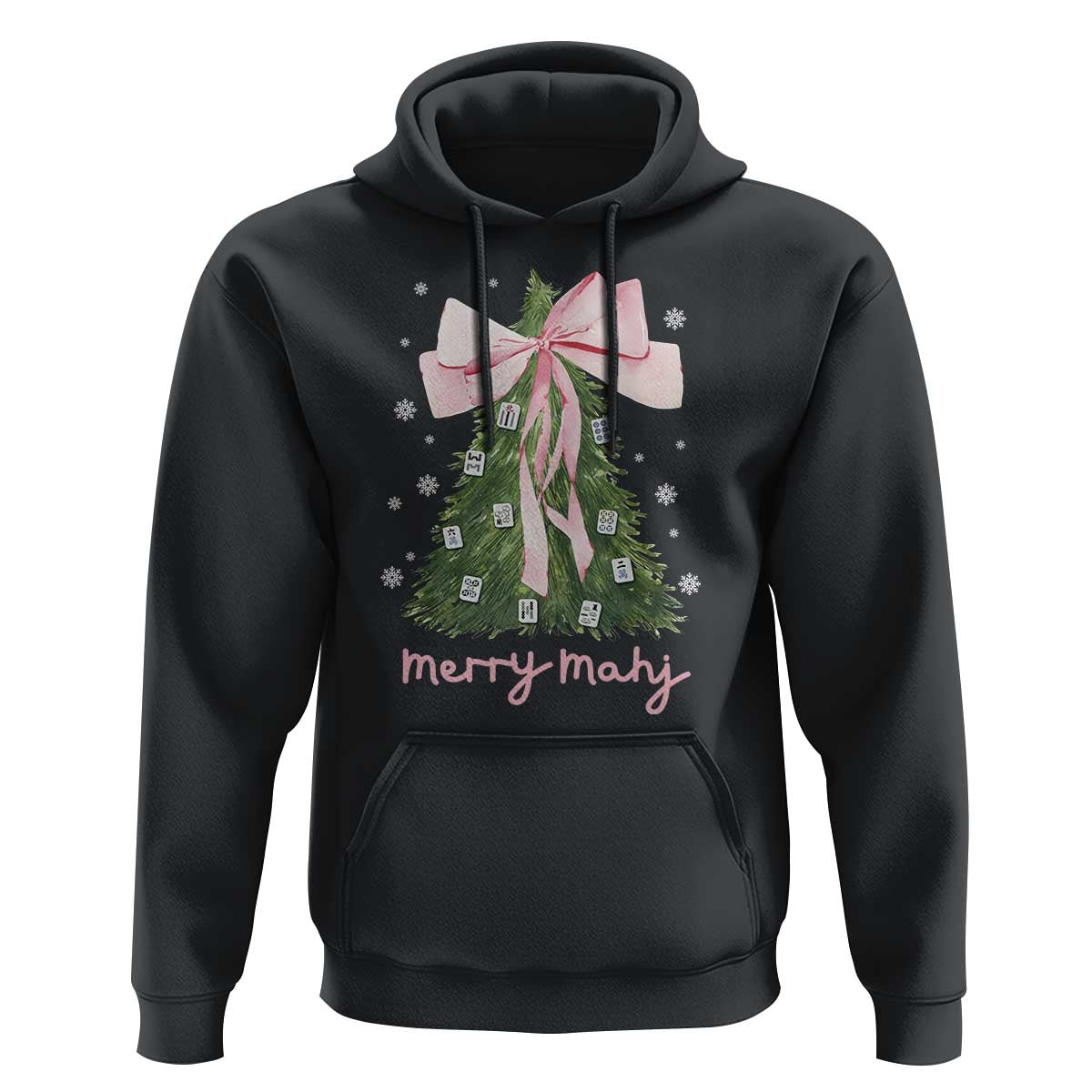 Funny Christmas Mahjong Hoodie Merry Mahj Xmas Tree Gambling Chinese Game - Wonder Print Shop