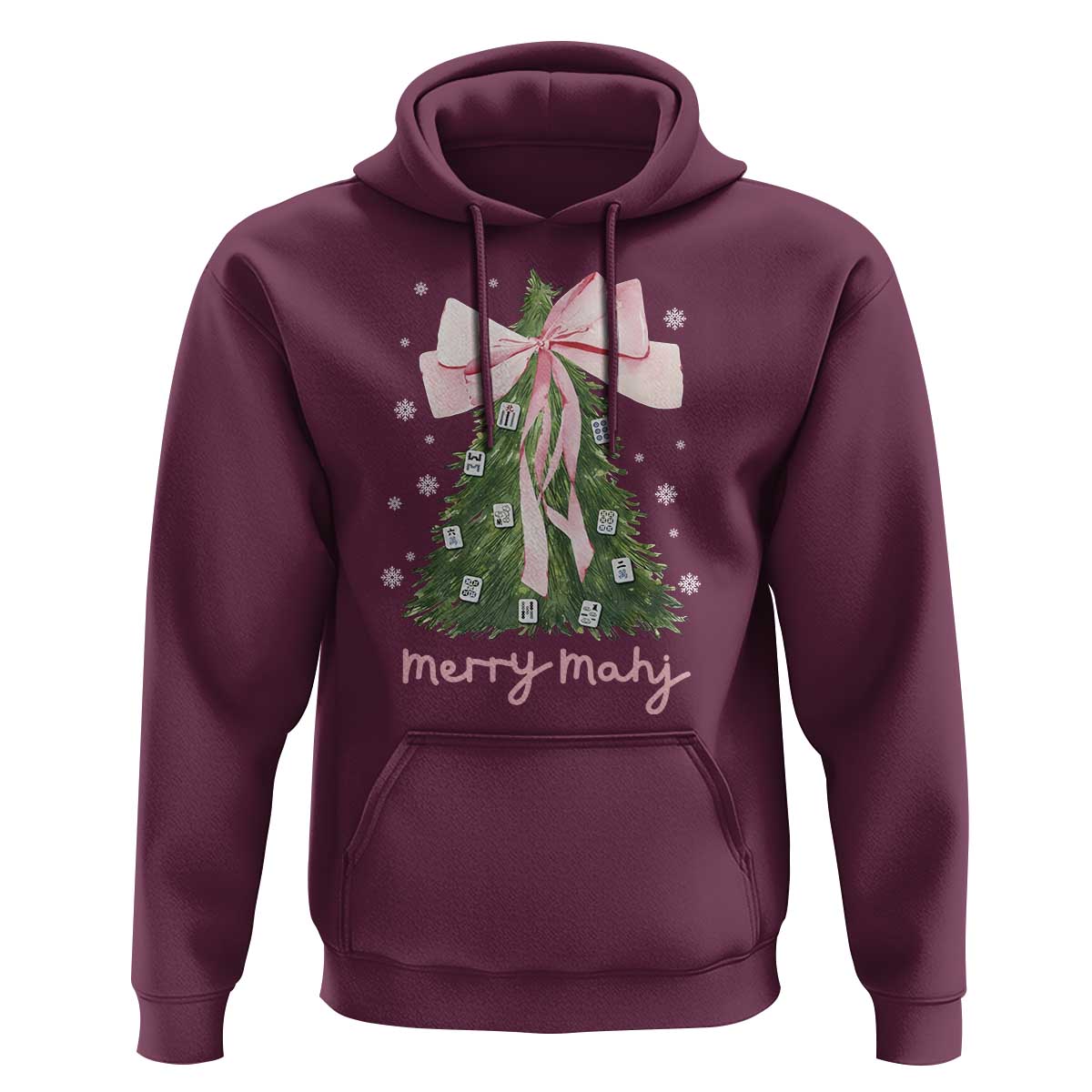 Funny Christmas Mahjong Hoodie Merry Mahj Xmas Tree Gambling Chinese Game - Wonder Print Shop