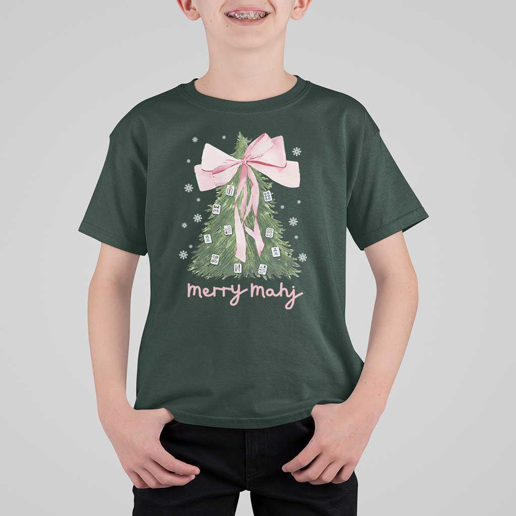 Funny Christmas Mahjong T Shirt For Kid Merry Mahj Xmas Tree Gambling Chinese Game - Wonder Print Shop