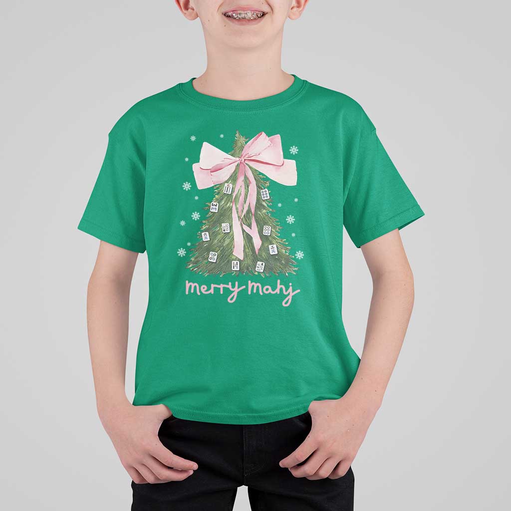 Funny Christmas Mahjong T Shirt For Kid Merry Mahj Xmas Tree Gambling Chinese Game - Wonder Print Shop