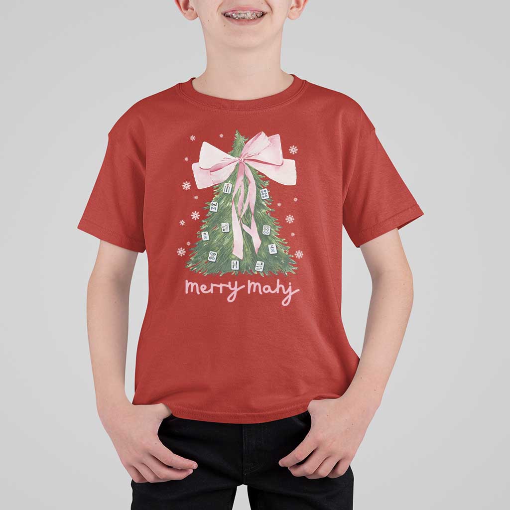 Funny Christmas Mahjong T Shirt For Kid Merry Mahj Xmas Tree Gambling Chinese Game - Wonder Print Shop