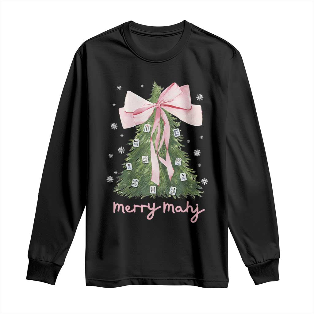 Funny Christmas Mahjong Long Sleeve Shirt Merry Mahj Xmas Tree Gambling Chinese Game - Wonder Print Shop