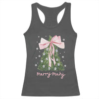 Funny Christmas Mahjong Racerback Tank Top Merry Mahj Xmas Tree Gambling Chinese Game - Wonder Print Shop