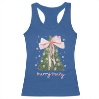 Funny Christmas Mahjong Racerback Tank Top Merry Mahj Xmas Tree Gambling Chinese Game - Wonder Print Shop