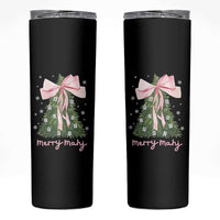 Funny Christmas Mahjong Skinny Tumbler Merry Mahj Xmas Tree Gambling Chinese Game - Wonder Print Shop
