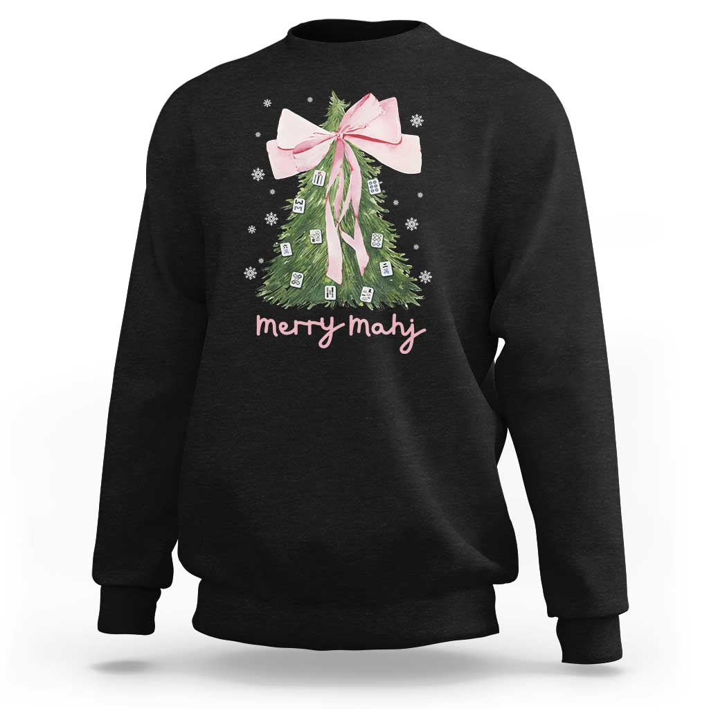 Funny Christmas Mahjong Sweatshirt Merry Mahj Xmas Tree Gambling Chinese Game - Wonder Print Shop
