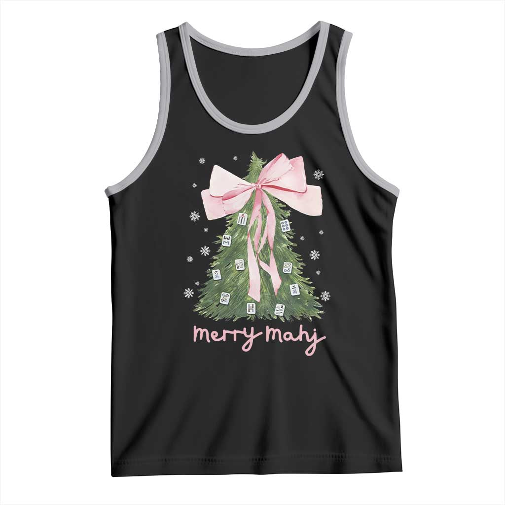 Funny Christmas Mahjong Tank Top Merry Mahj Xmas Tree Gambling Chinese Game - Wonder Print Shop