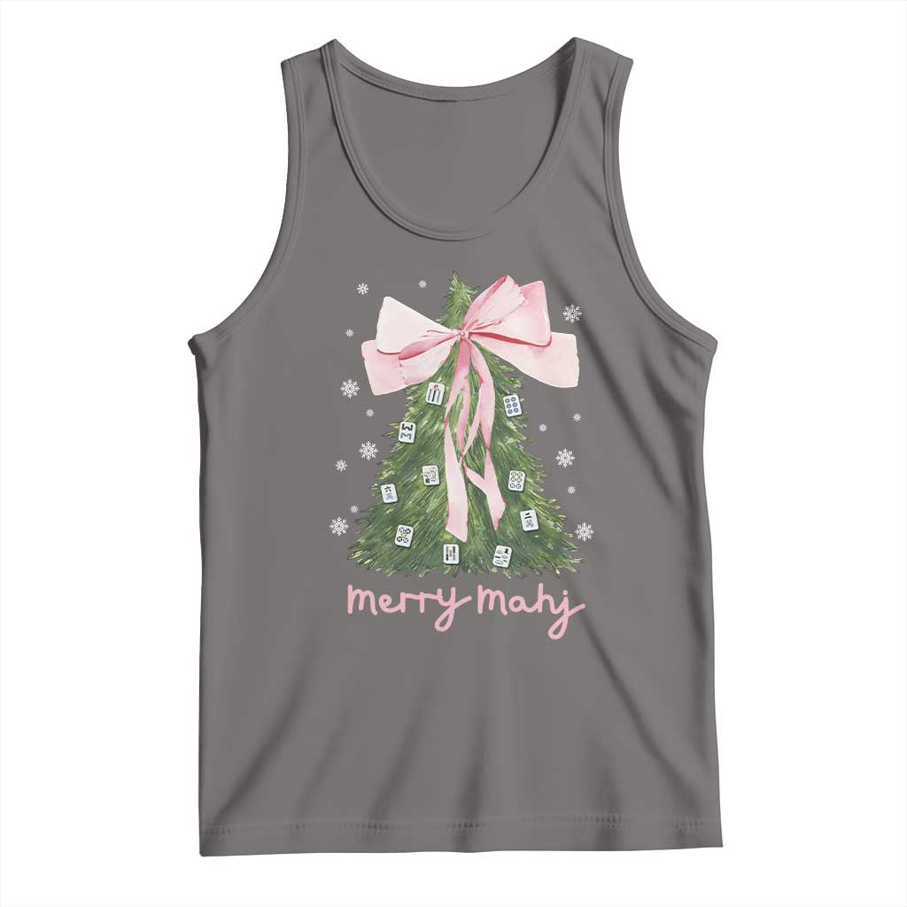 Funny Christmas Mahjong Tank Top Merry Mahj Xmas Tree Gambling Chinese Game - Wonder Print Shop