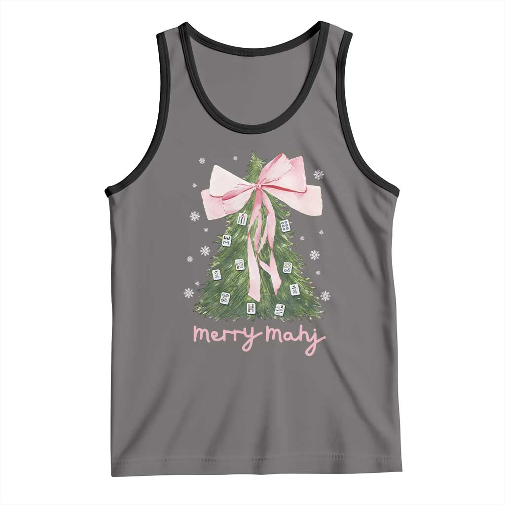 Funny Christmas Mahjong Tank Top Merry Mahj Xmas Tree Gambling Chinese Game - Wonder Print Shop