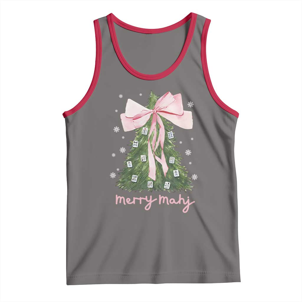 Funny Christmas Mahjong Tank Top Merry Mahj Xmas Tree Gambling Chinese Game - Wonder Print Shop