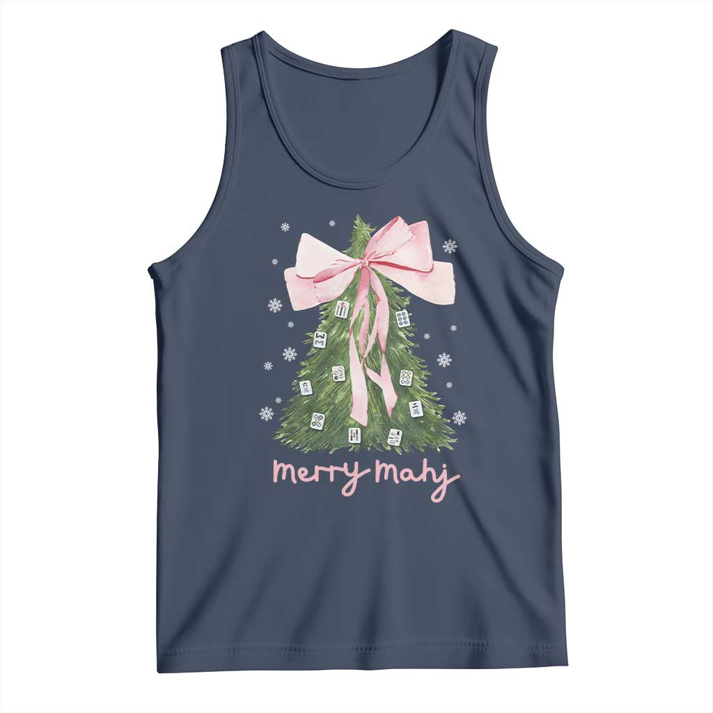 Funny Christmas Mahjong Tank Top Merry Mahj Xmas Tree Gambling Chinese Game - Wonder Print Shop