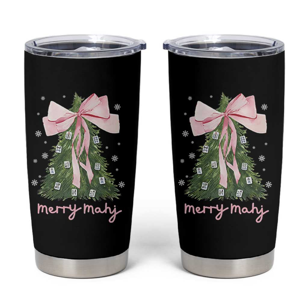 Funny Christmas Mahjong Tumbler Cup Merry Mahj Xmas Tree Gambling Chinese Game - Wonder Print Shop