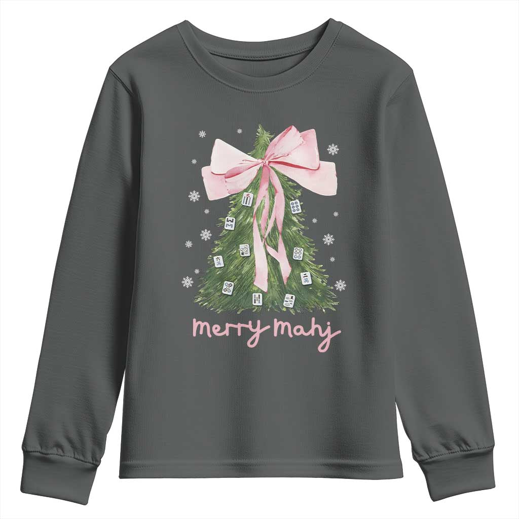 Funny Christmas Mahjong Youth Sweatshirt Merry Mahj Xmas Tree Gambling Chinese Game - Wonder Print Shop