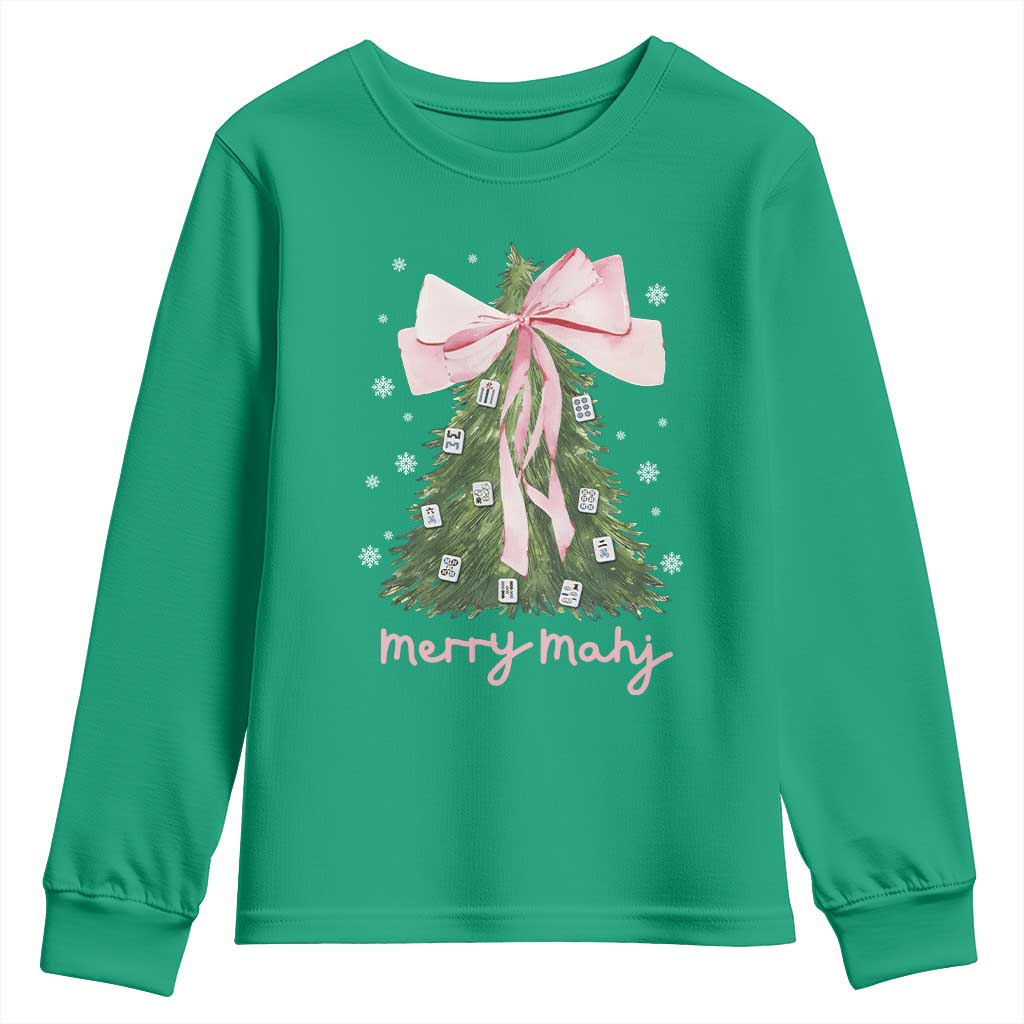 Funny Christmas Mahjong Youth Sweatshirt Merry Mahj Xmas Tree Gambling Chinese Game - Wonder Print Shop