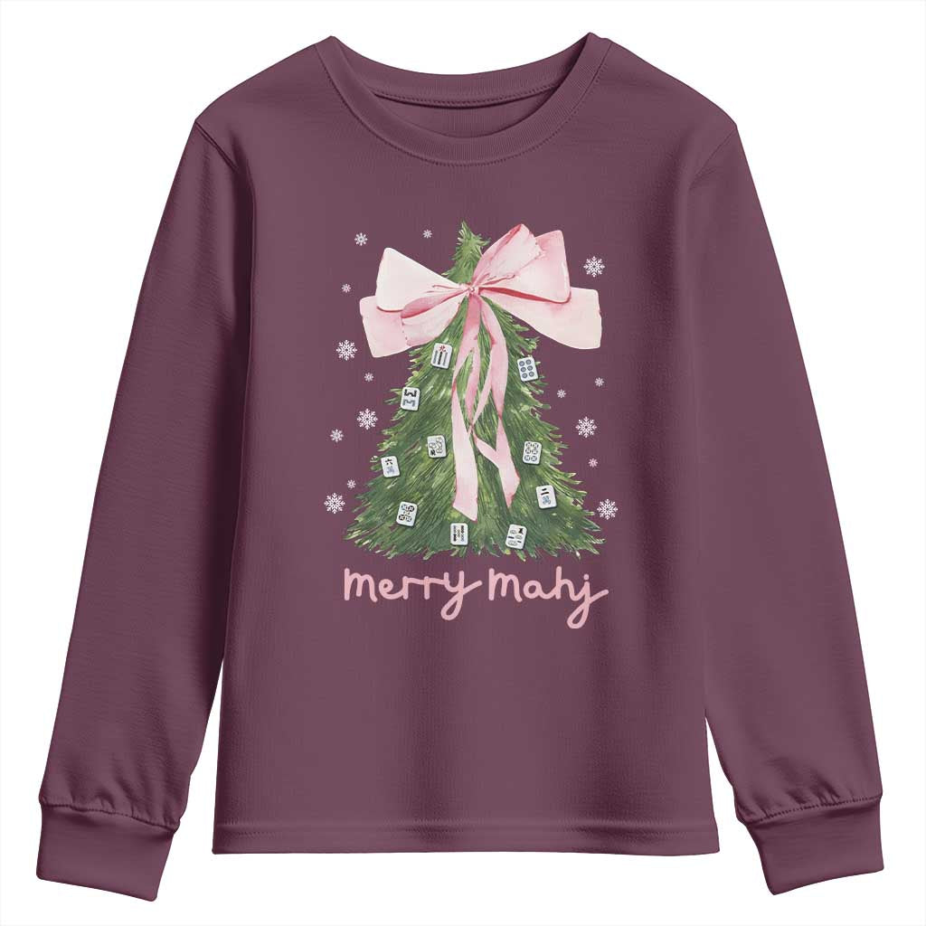 Funny Christmas Mahjong Youth Sweatshirt Merry Mahj Xmas Tree Gambling Chinese Game - Wonder Print Shop