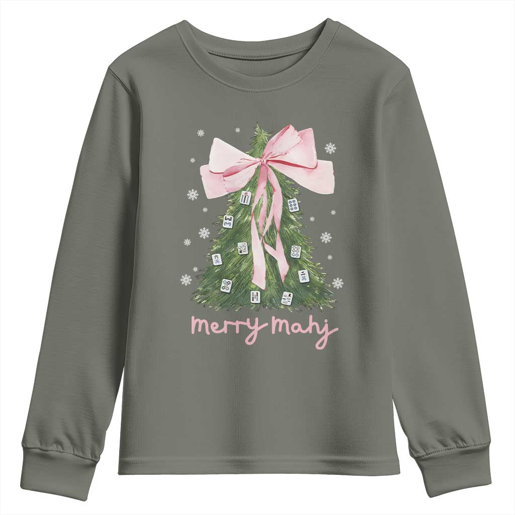 Funny Christmas Mahjong Youth Sweatshirt Merry Mahj Xmas Tree Gambling Chinese Game - Wonder Print Shop