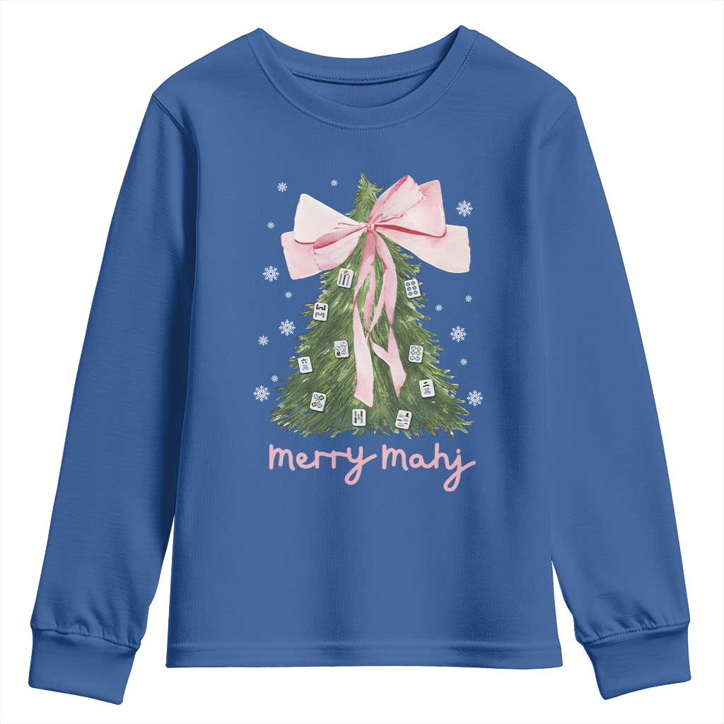 Funny Christmas Mahjong Youth Sweatshirt Merry Mahj Xmas Tree Gambling Chinese Game - Wonder Print Shop