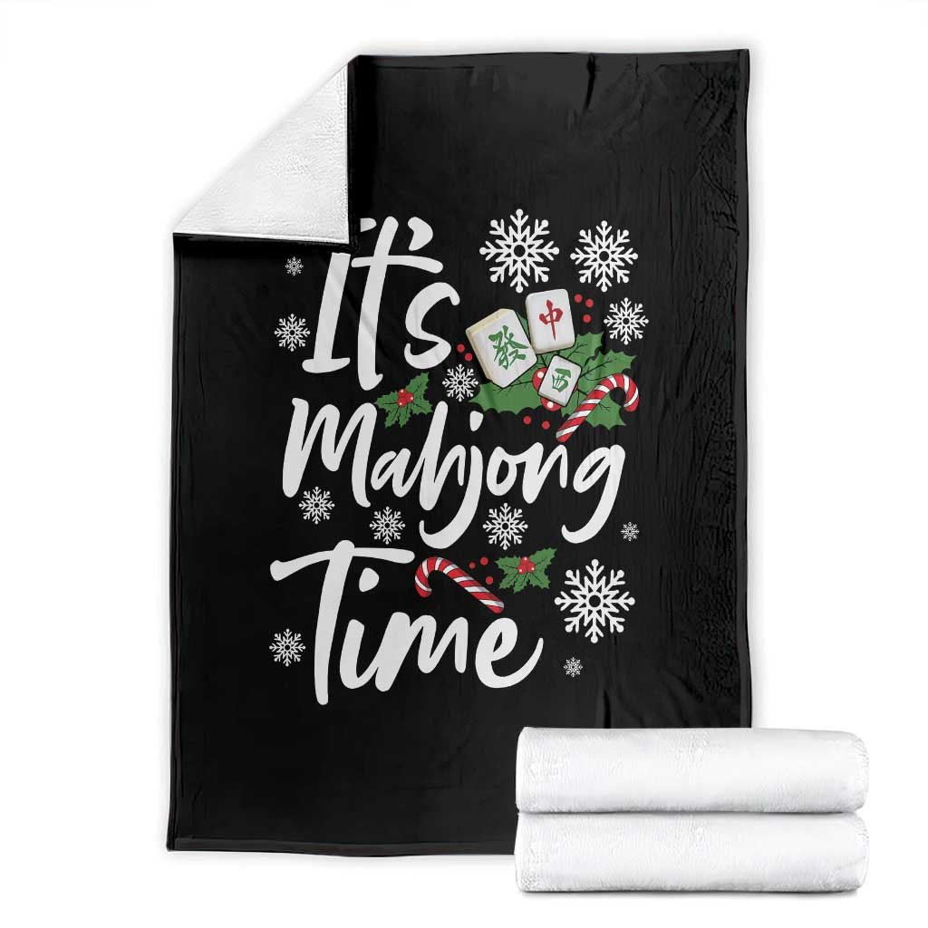 Funny Christmas Mahjong Throw Blanket It Is Mahjong Time Gambling Xmas Chinese Game - Wonder Print Shop