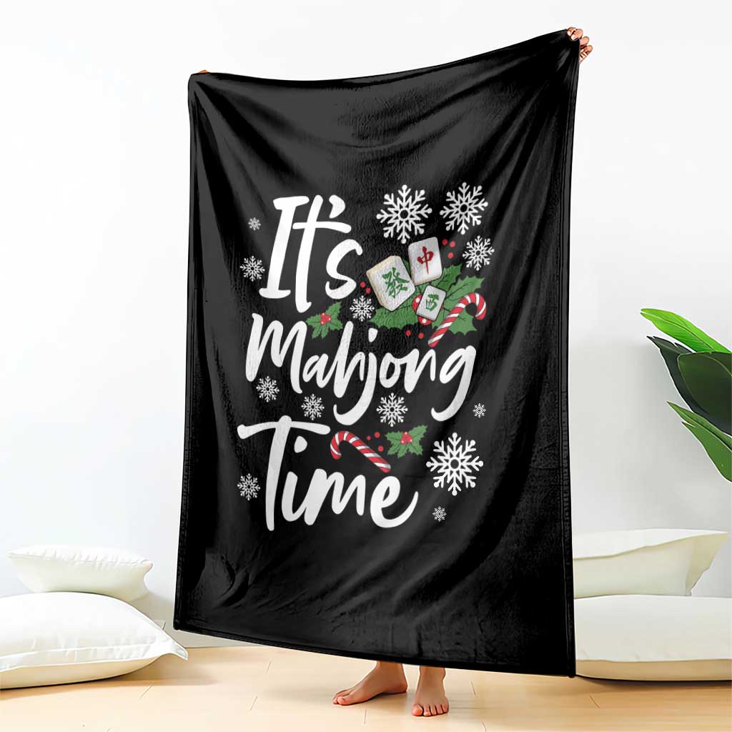 Funny Christmas Mahjong Throw Blanket It Is Mahjong Time Gambling Xmas Chinese Game - Wonder Print Shop