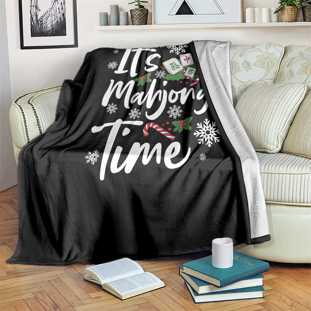 Funny Christmas Mahjong Throw Blanket It Is Mahjong Time Gambling Xmas Chinese Game - Wonder Print Shop