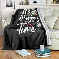 Funny Christmas Mahjong Throw Blanket It Is Mahjong Time Gambling Xmas Chinese Game - Wonder Print Shop