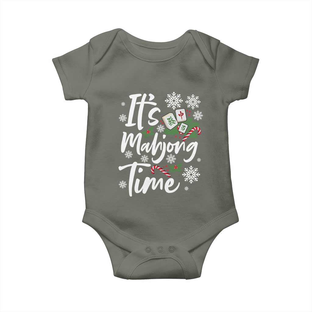 Funny Christmas Mahjong Baby Onesie It Is Mahjong Time Gambling Xmas Chinese Game - Wonder Print Shop