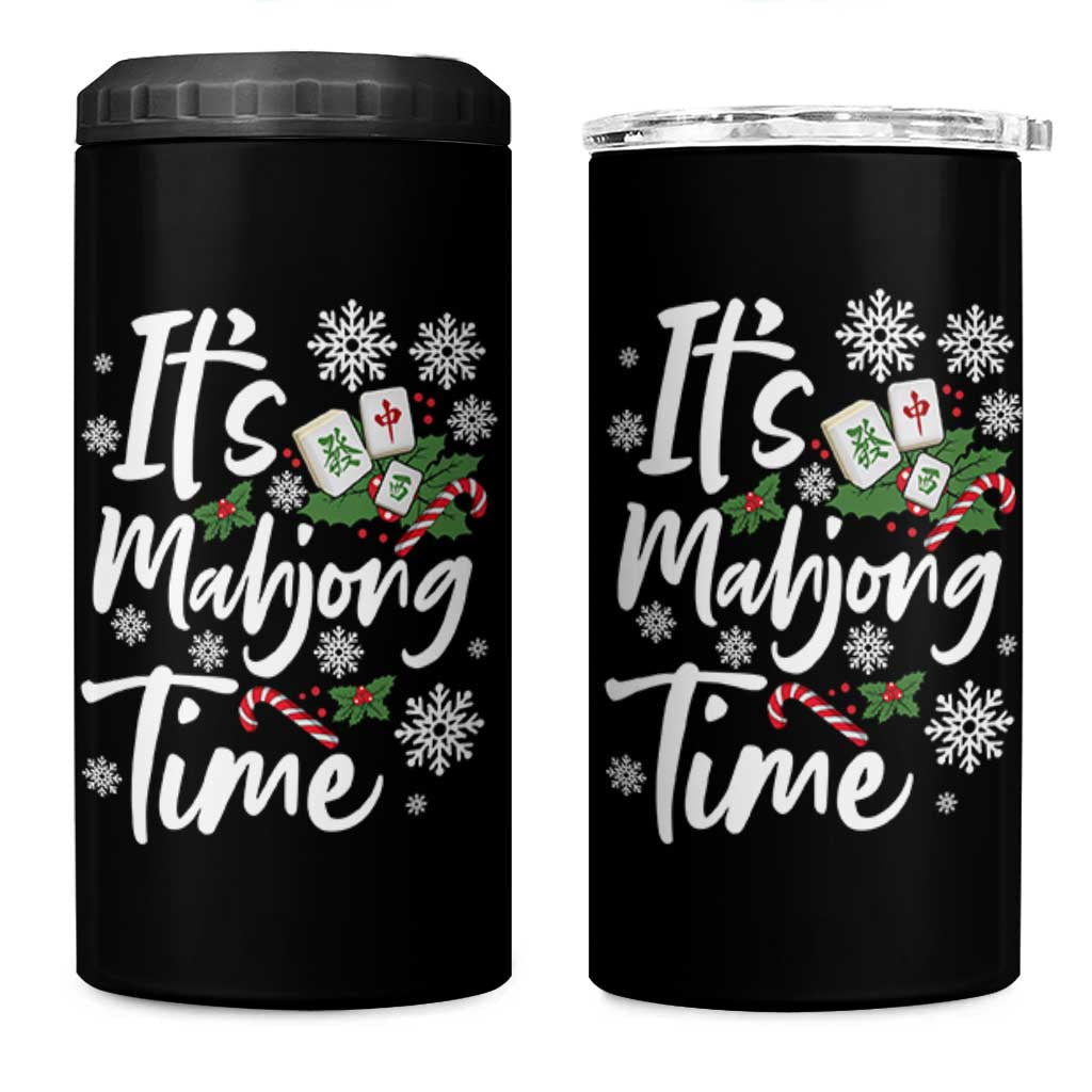 Funny Christmas Mahjong 4 in 1 Can Cooler Tumbler It Is Mahjong Time Gambling Xmas Chinese Game - Wonder Print Shop