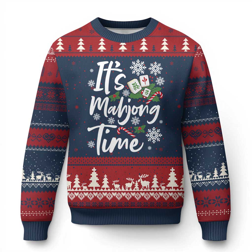 Funny Xmas Mahjong Ugly Christmas Sweater It Is Mahjong Time Gambling Xmas Chinese Game - Wonder Print Shop