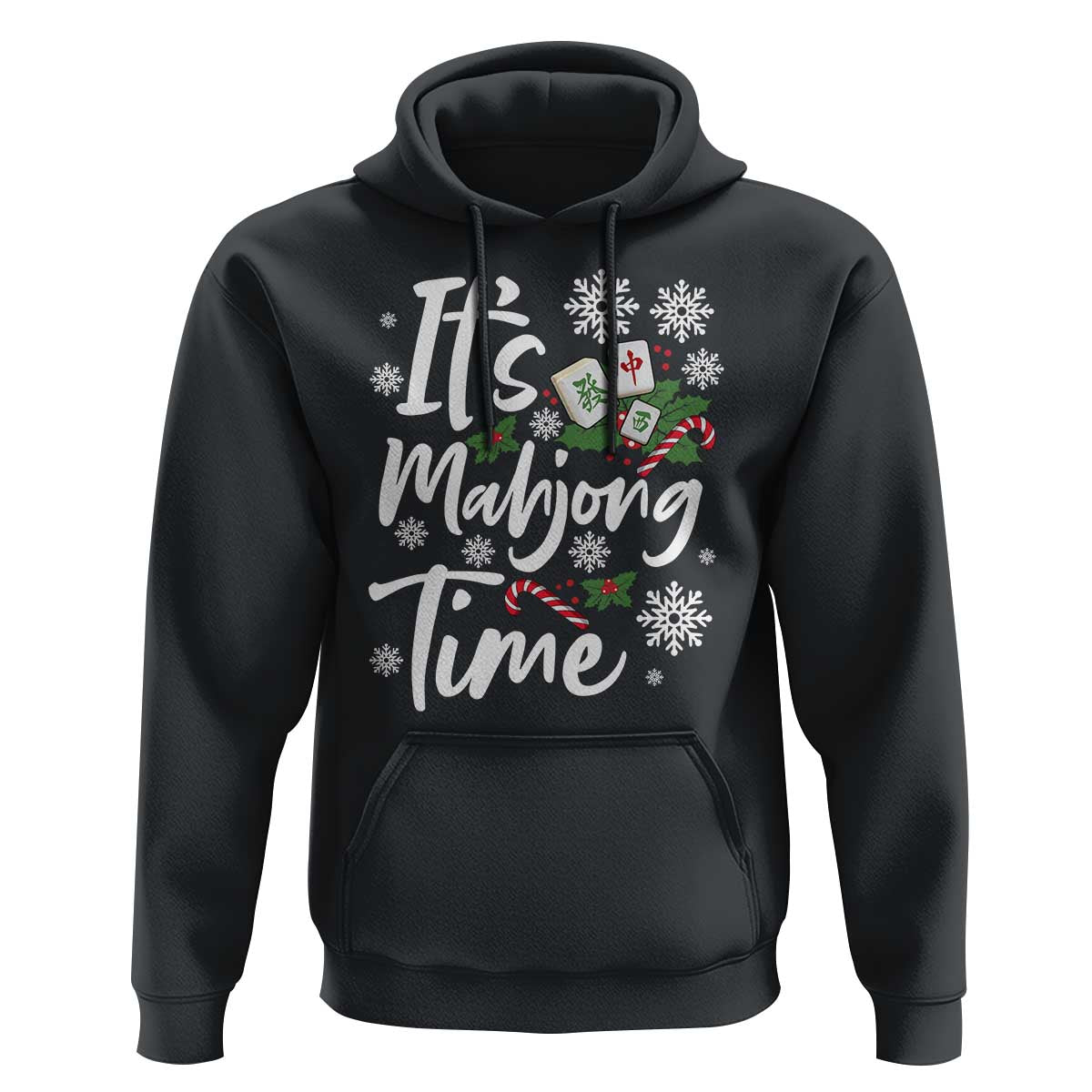 Funny Christmas Mahjong Hoodie It Is Mahjong Time Gambling Xmas Chinese Game - Wonder Print Shop