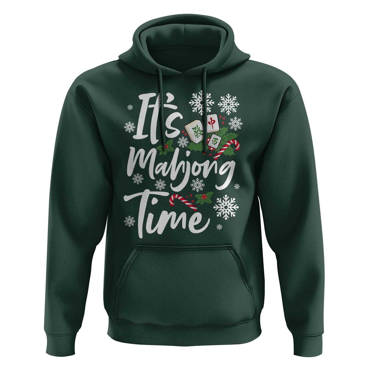 Funny Christmas Mahjong Hoodie It Is Mahjong Time Gambling Xmas Chinese Game - Wonder Print Shop