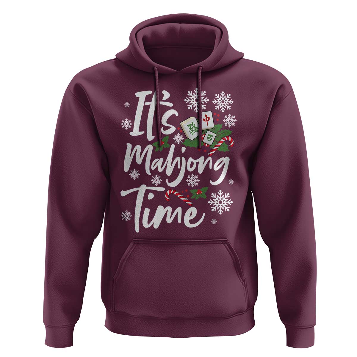 Funny Christmas Mahjong Hoodie It Is Mahjong Time Gambling Xmas Chinese Game - Wonder Print Shop