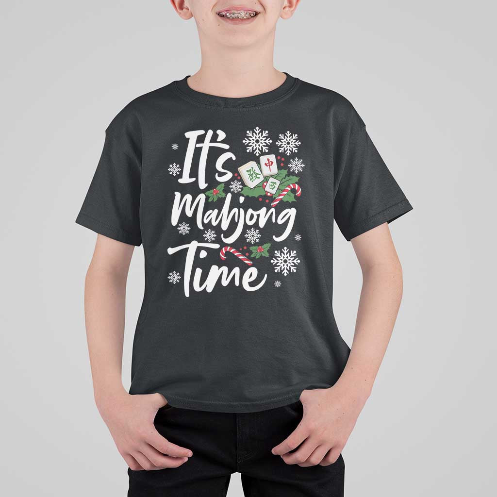 Funny Christmas Mahjong T Shirt For Kid It Is Mahjong Time Gambling Xmas Chinese Game - Wonder Print Shop