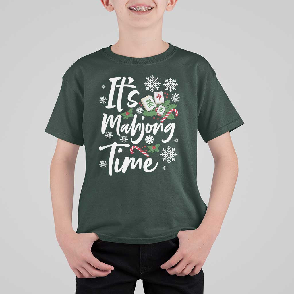 Funny Christmas Mahjong T Shirt For Kid It Is Mahjong Time Gambling Xmas Chinese Game - Wonder Print Shop