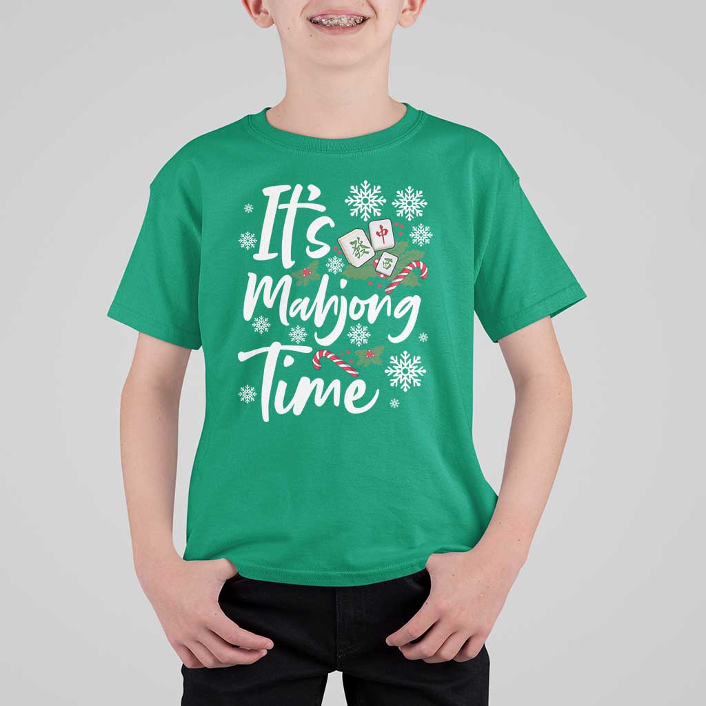 Funny Christmas Mahjong T Shirt For Kid It Is Mahjong Time Gambling Xmas Chinese Game - Wonder Print Shop
