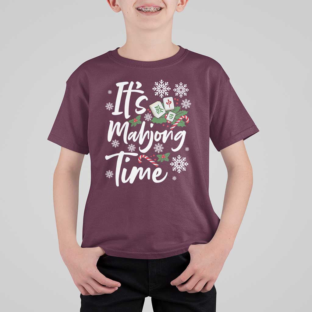 Funny Christmas Mahjong T Shirt For Kid It Is Mahjong Time Gambling Xmas Chinese Game - Wonder Print Shop