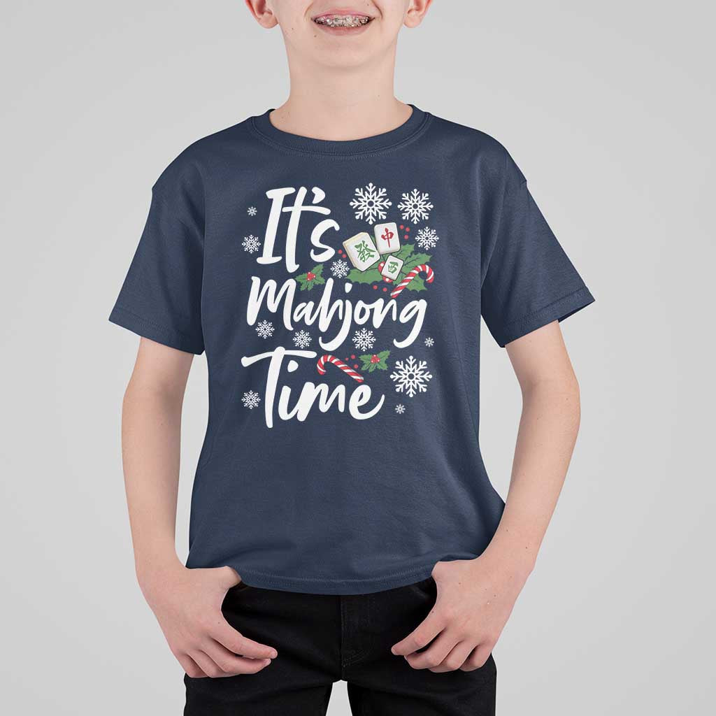 Funny Christmas Mahjong T Shirt For Kid It Is Mahjong Time Gambling Xmas Chinese Game - Wonder Print Shop