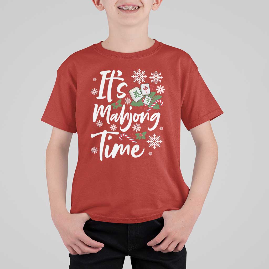 Funny Christmas Mahjong T Shirt For Kid It Is Mahjong Time Gambling Xmas Chinese Game - Wonder Print Shop