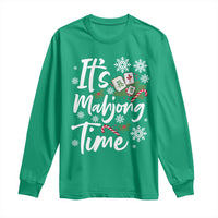 Funny Christmas Mahjong Long Sleeve Shirt It Is Mahjong Time Gambling Xmas Chinese Game - Wonder Print Shop