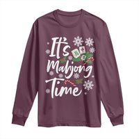 Funny Christmas Mahjong Long Sleeve Shirt It Is Mahjong Time Gambling Xmas Chinese Game - Wonder Print Shop